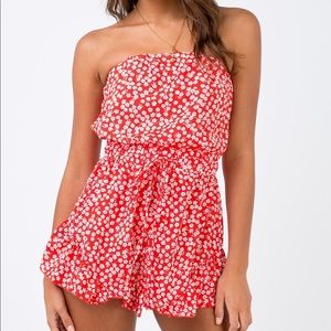 Princess polly strapless floral romper
